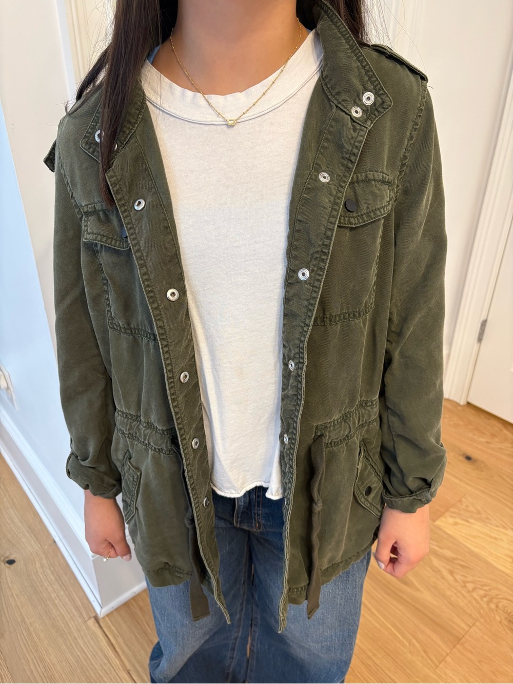 LOFT Olive Utility Jacket for Women - Military Green